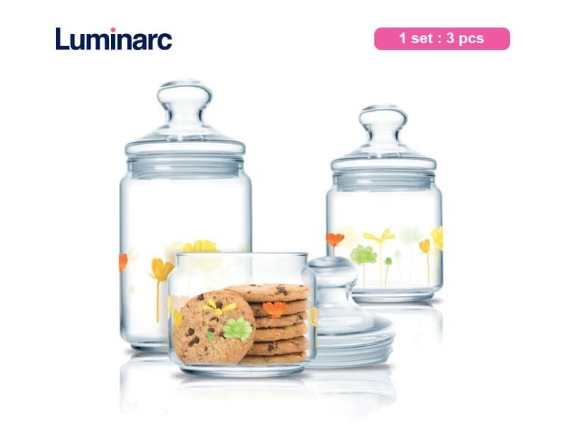 Luminarc Toples Kue Encanta Club Jar Set / 3 pcs
